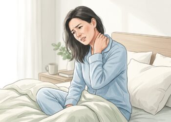 Acordar com o pescoço travado pode estar relacionado à posição de dormir e ao apoio da cabeça.