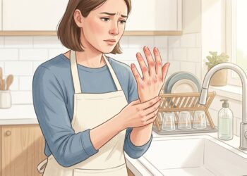 O contato frequente com água e detergente pode provocar ressecamento, ardência e rachaduras nas mãos.