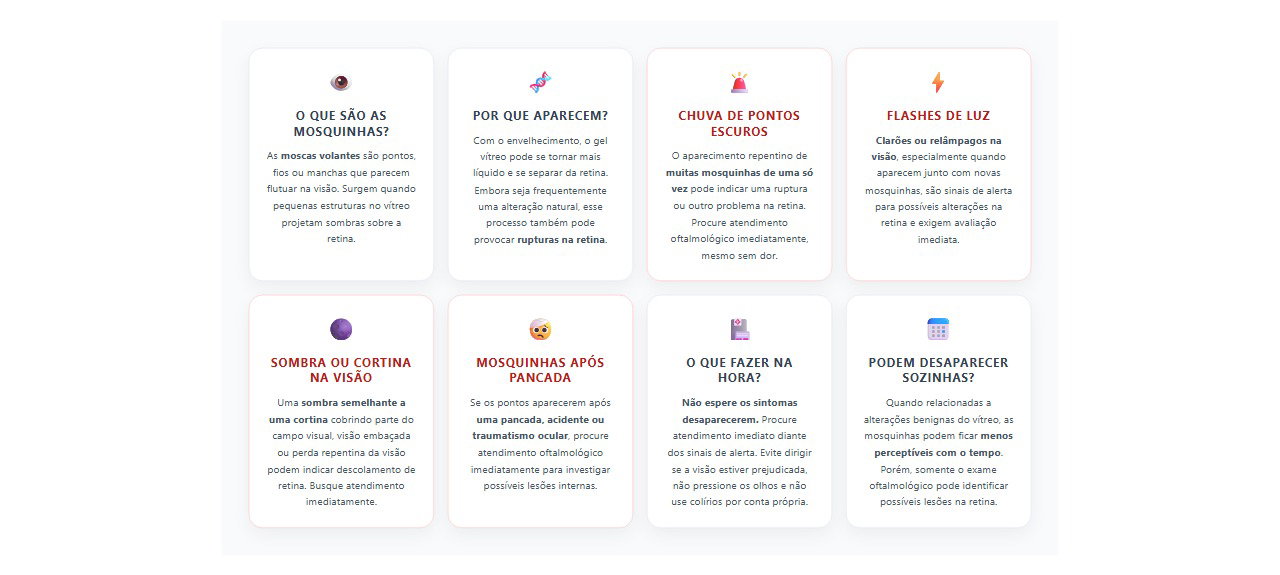 Mosquinhas na visão: 8 sinais de alerta e quando procurar atendimento urgente