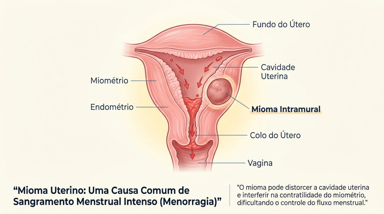 Miomas uterinos estão entre as possíveis causas do aumento do fluxo menstrual depois dos 40 anos.