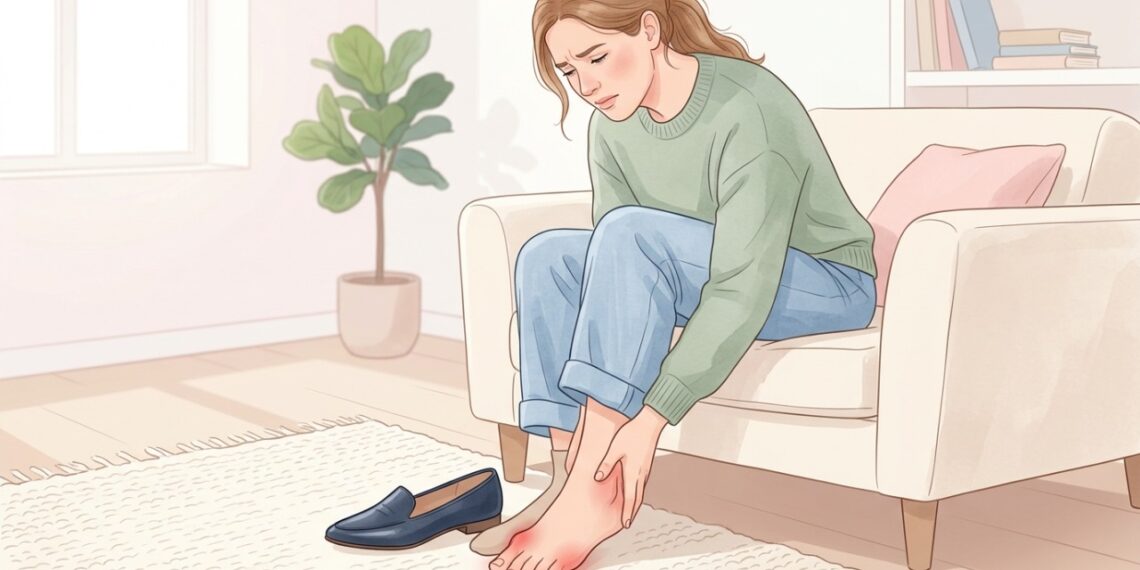 Sapatos fechados e apertados podem pressionar o joanete, provocando dor, vermelhidão e inchaço.