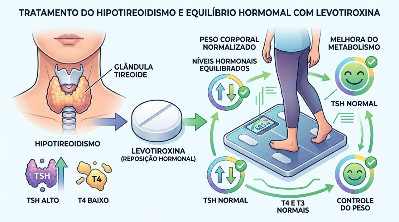 A levotiroxina corrige a função da tireoide, mas não deve ser usada como medicamento para emagrecer.