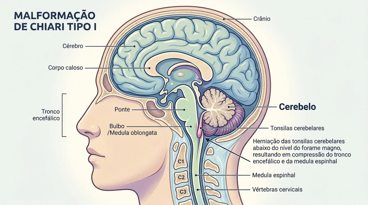 A malformação de Chiari tipo I é uma das possíveis causas de dor de cabeça desencadeada pela tosse.