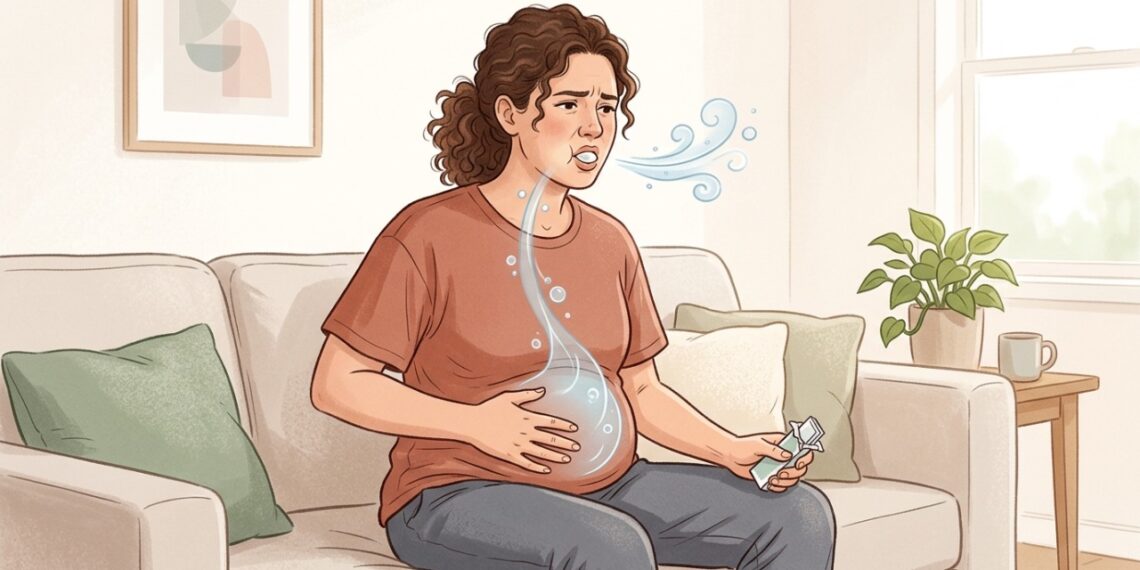 Mascar chiclete sem açúcar pode provocar gases e inchaço abdominal devido aos adoçantes e ao ar engolido durante a mastigação.