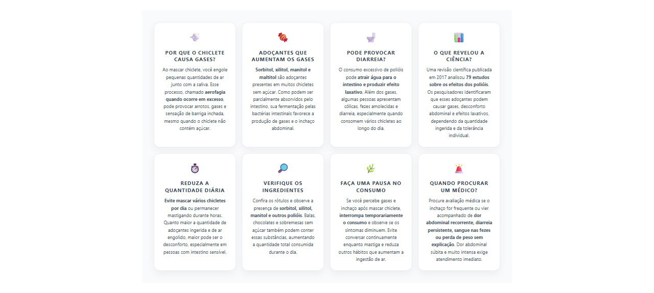 Chiclete sem açúcar causa gases? 8 explicações e cuidados para evitar barriga inchada