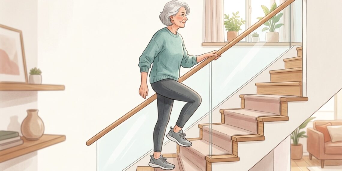 A caminhada e os exercícios de força ajudam a melhorar a resistência e a capacidade muscular para subir escadas.