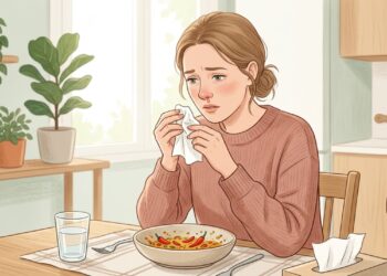 Nariz escorrendo após comer pimenta pode ser sinal de rinite gustativa, uma condição não alérgica.