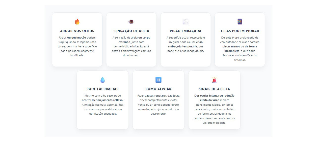 Olho seco: 7 sinais que explicam ardor e visão embaçada no fim do dia