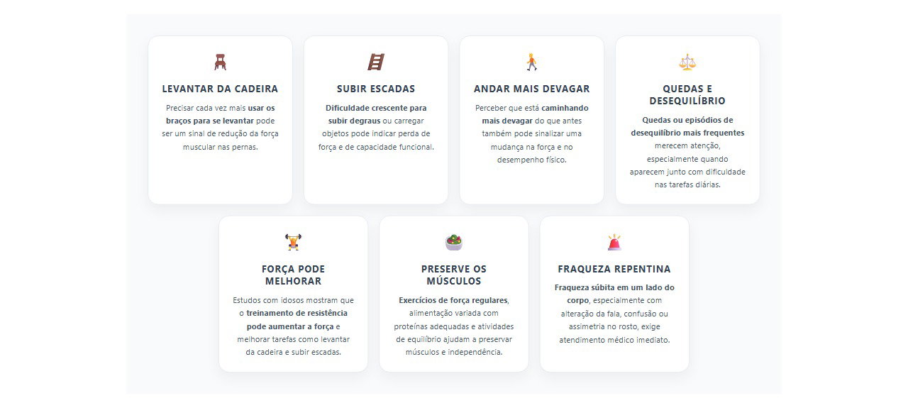 Perda de força com a idade: 7 sinais de que os músculos merecem atenção