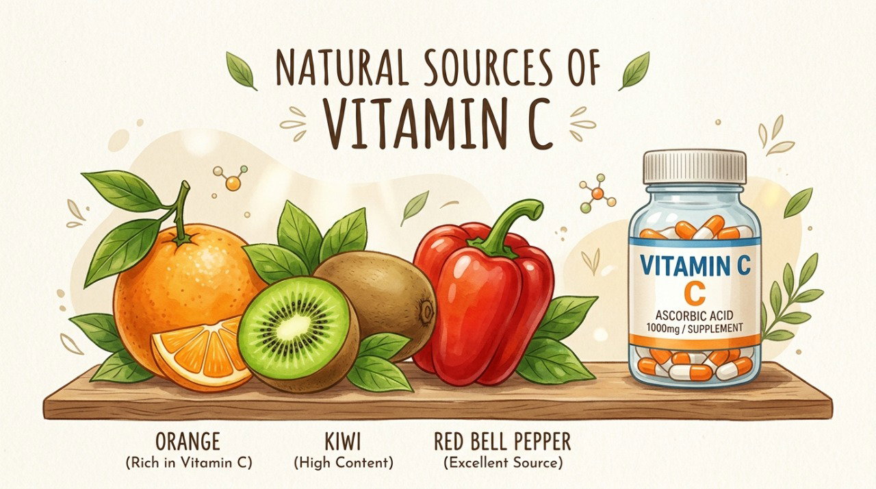 Uma alimentação variada pode fornecer vitamina C naturalmente sem depender da suplementação diária.
