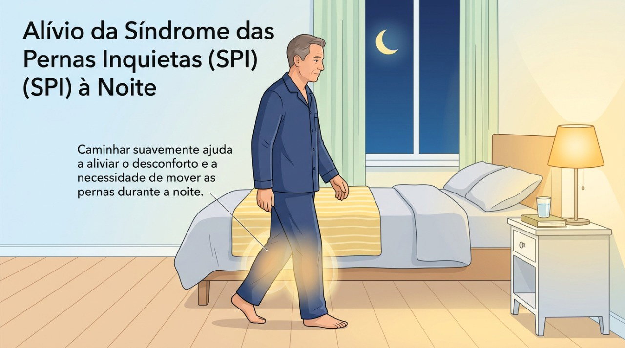 Caminhar ou movimentar as pernas costuma proporcionar alívio temporário dos sintomas de pernas inquietas.