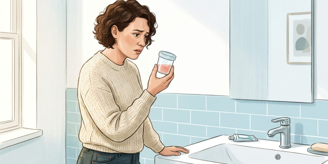 Urina rosa ou avermelhada pode indicar sangue na urina e merece avaliação mesmo quando não há dor.