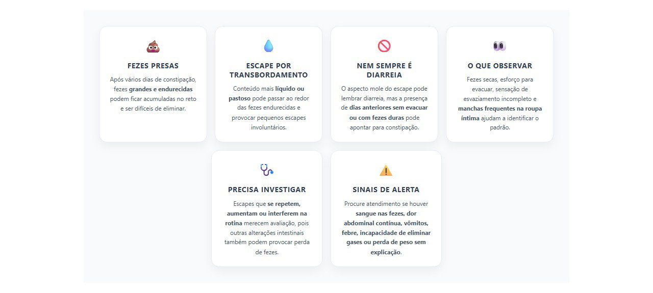 Escapes de fezes podem ser sinal de constipação acumulada