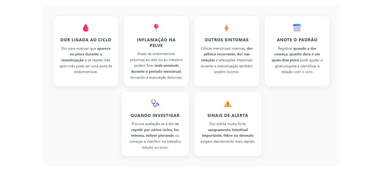 Dor ao evacuar durante a menstruação: sinais que podem sugerir endometriose