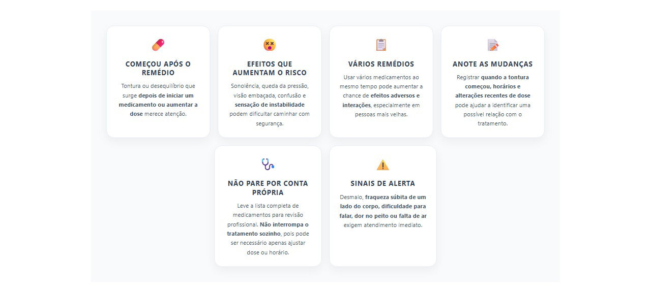 Tontura depois de começar um remédio: sinais de maior risco de queda