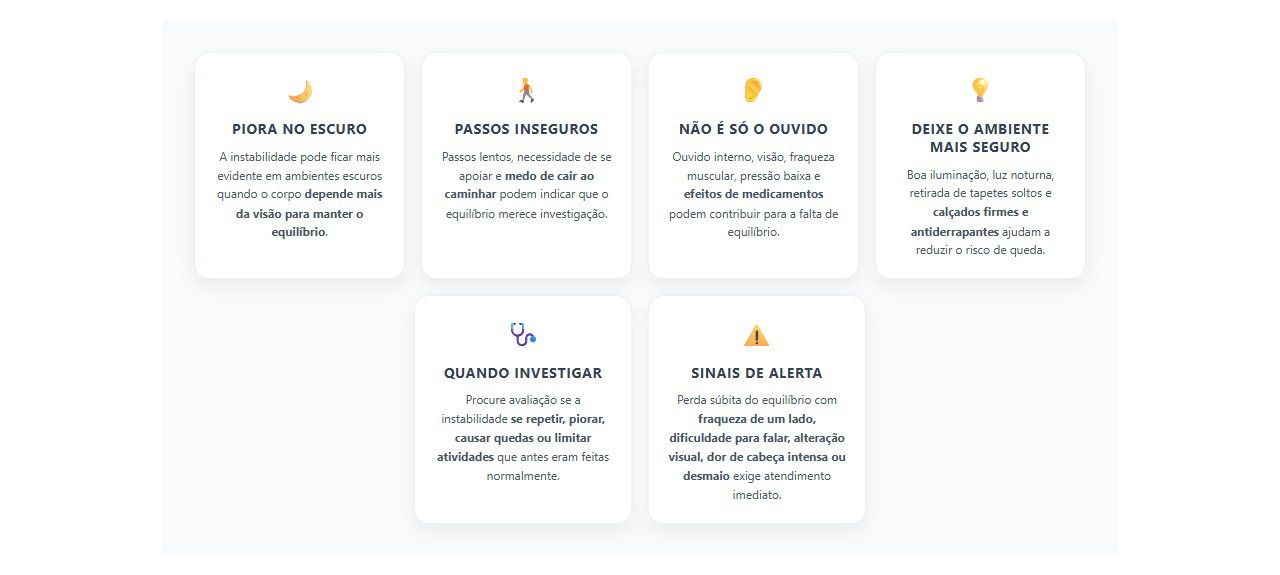 Falta de equilíbrio no escuro: sinais que merecem atenção