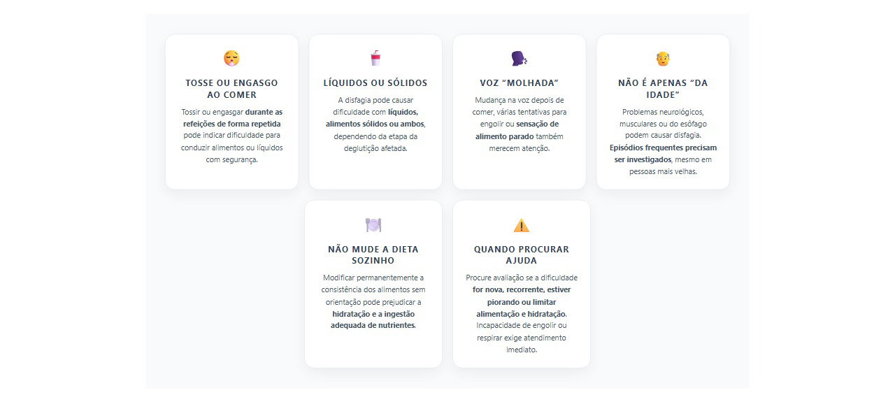 Engasgos durante as refeições: sinais de dificuldade para engolir
