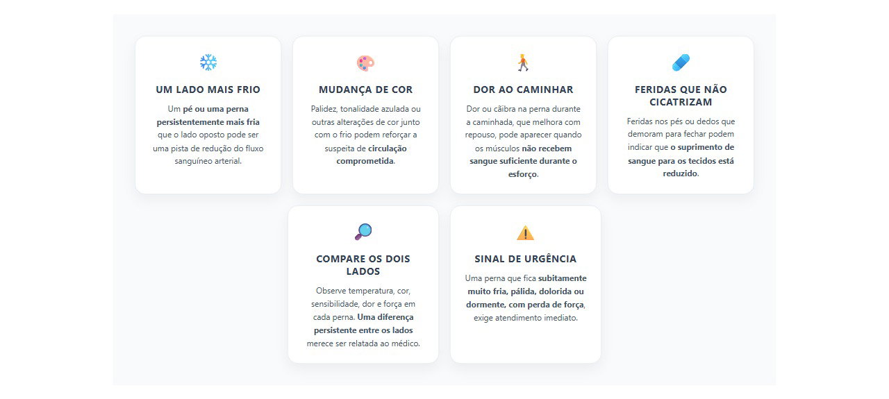 Uma perna mais fria que a outra: sinais de possível alteração na circulação