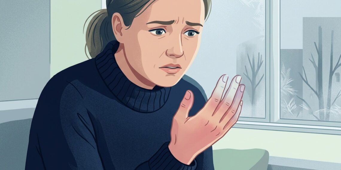 Mudança de cor nos dedos com o frio pode ser sinal de fenômeno de Raynaud.