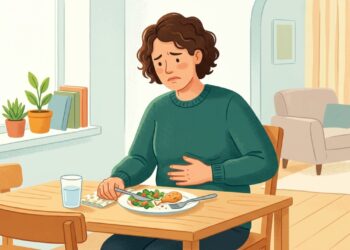 Ficar cheio muito rápido pode ser sinal de saciedade precoce e desconforto no estômago.