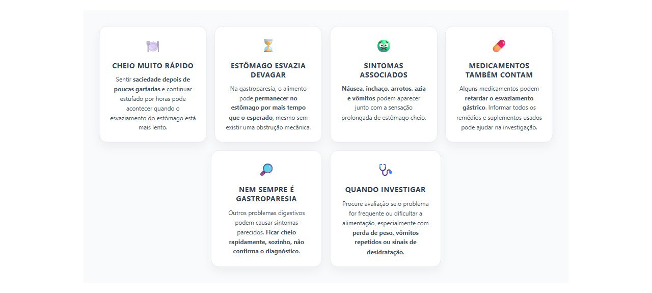 Saciedade precoce: sinais de que o estômago pode estar esvaziando devagar
