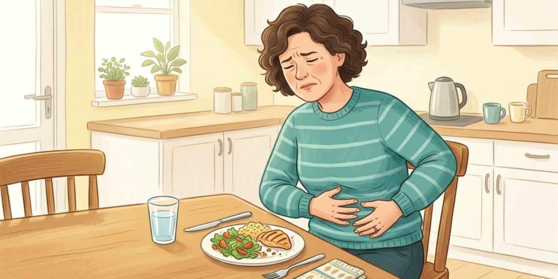 Dor no lado direito da barriga após refeição pesada pode estar relacionada à vesícula.