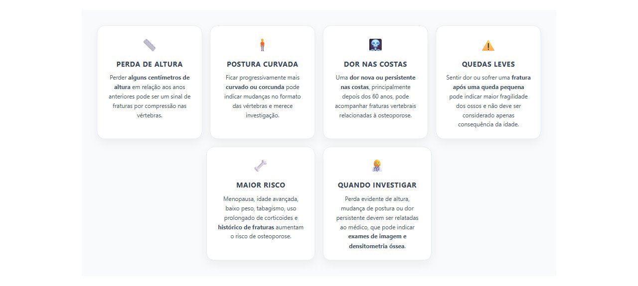 Sinais de que a perda de altura pode indicar osteoporose