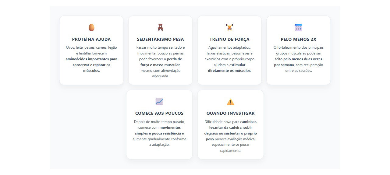 Força nas pernas depois dos 60: o que ajuda a preservar os músculos