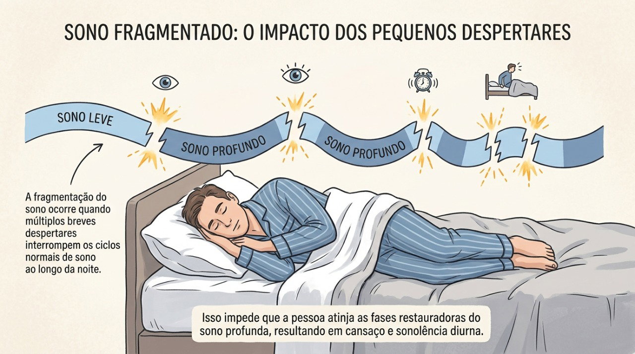 Despertares frequentes podem fragmentar o sono e causar cansaço mesmo após muitas horas na cama.
