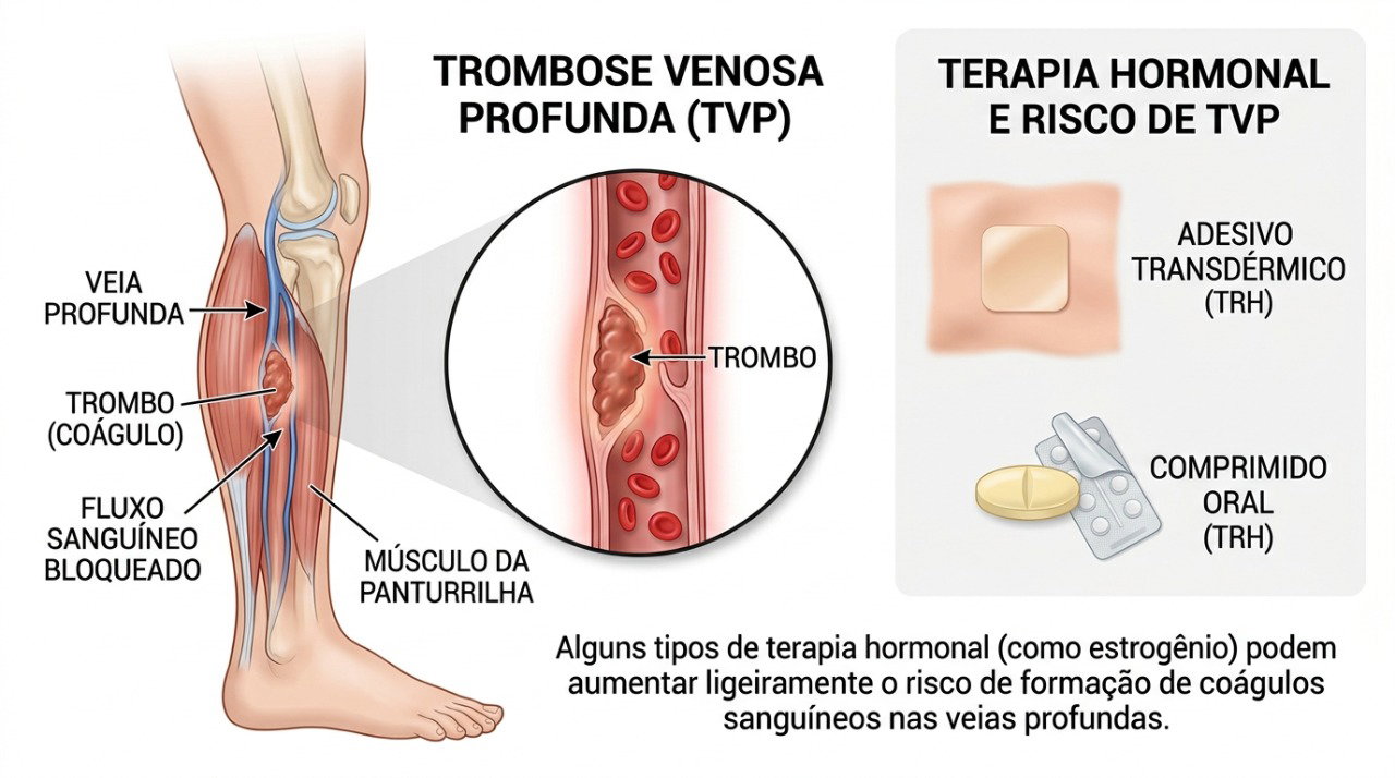 Comprimidos e formas transdérmicas de terapia hormonal podem apresentar perfis diferentes de risco de trombose.