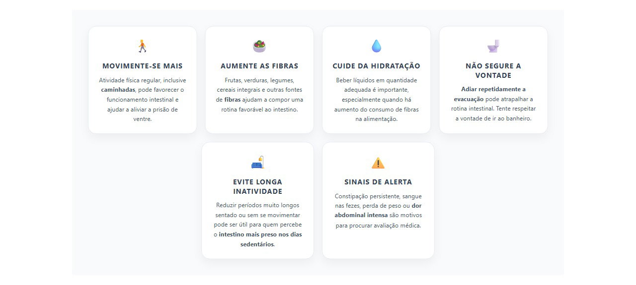 Intestino preso: hábitos que podem ajudar o funcionamento intestinal