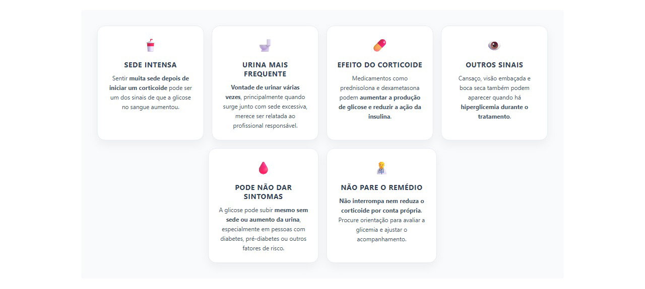 Sede excessiva após corticoide: sinais de que vale checar a glicose