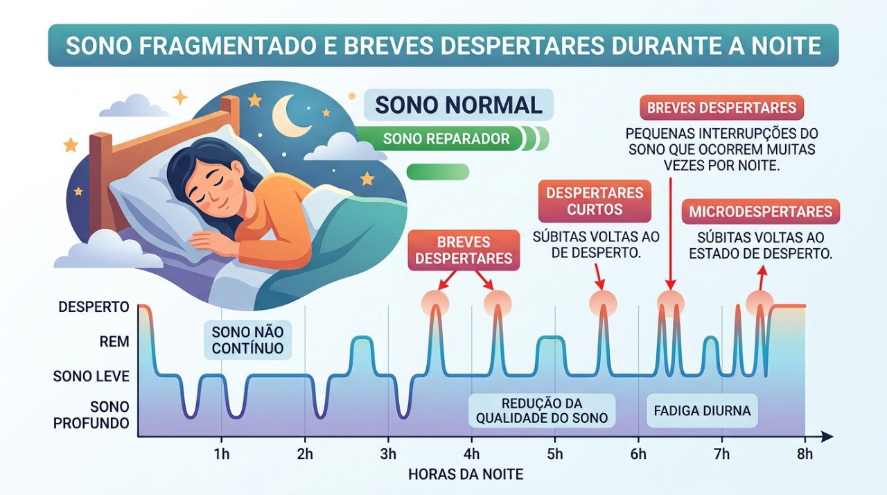Despertares frequentes durante a noite podem reduzir a sensação de descanso ao acordar.