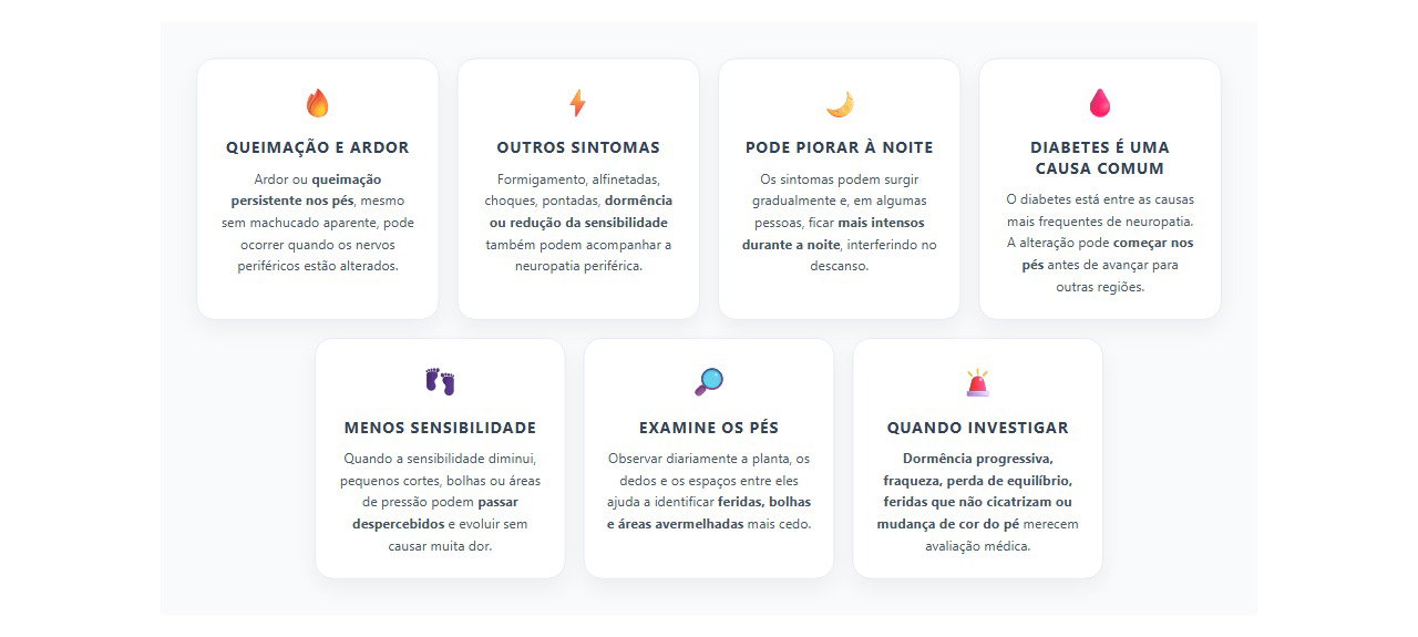 Queimação nos pés sem feridas: sinais de que os nervos podem estar envolvidos