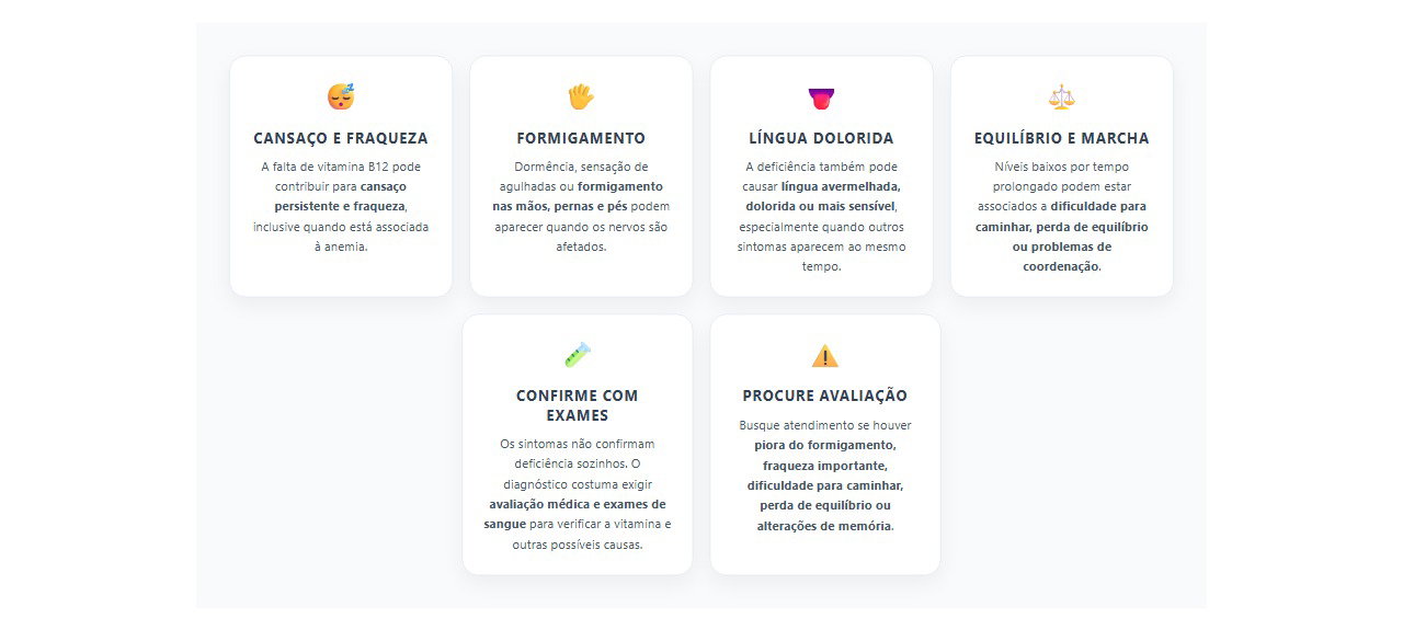 Vitamina B12 baixa: sinais que merecem investigação