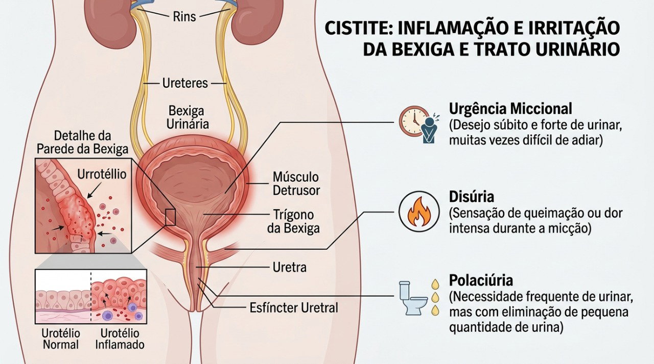 Infecção urinária pode causar ardor, urgência e aumento da frequência urinária, inclusive durante a noite.
