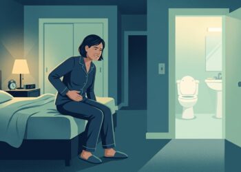 Ardor ao urinar e vontade frequente de ir ao banheiro à noite podem sugerir infecção urinária.