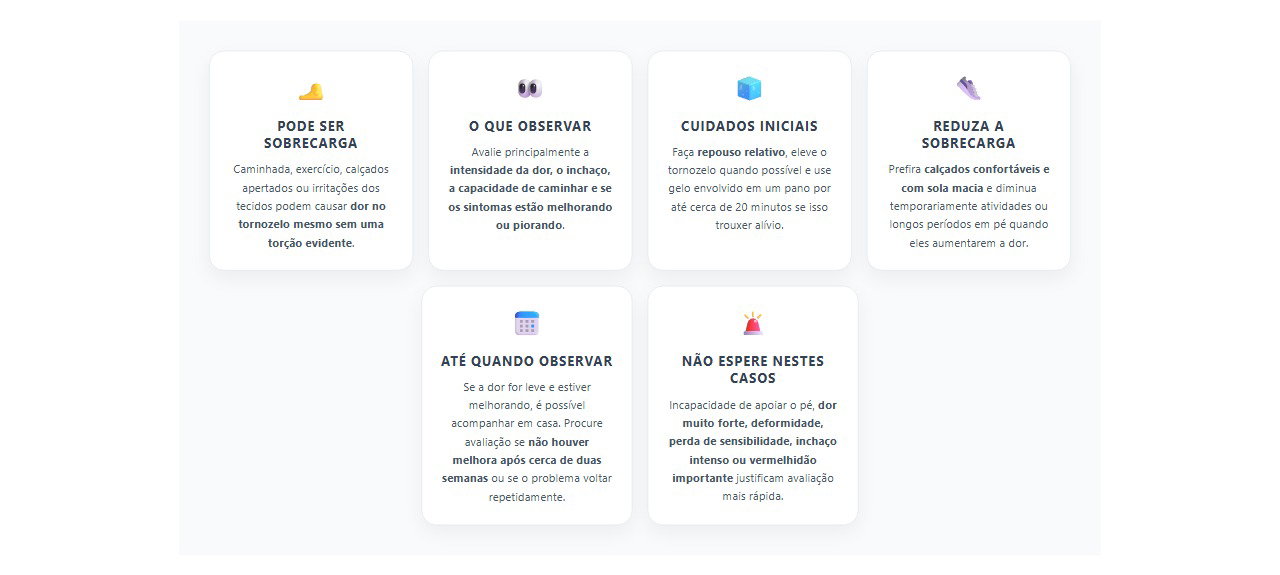 Dor no tornozelo sem torção: quando observar e quando procurar ajuda