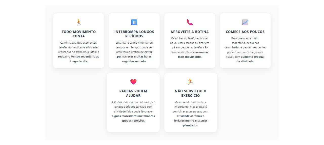 Pequenas pausas que ajudam a reduzir o tempo sentado