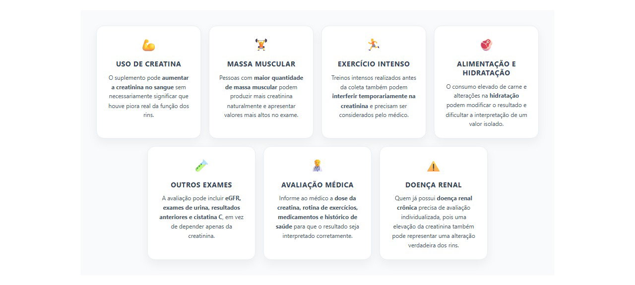 Creatina e creatinina alta: o que pode alterar o exame