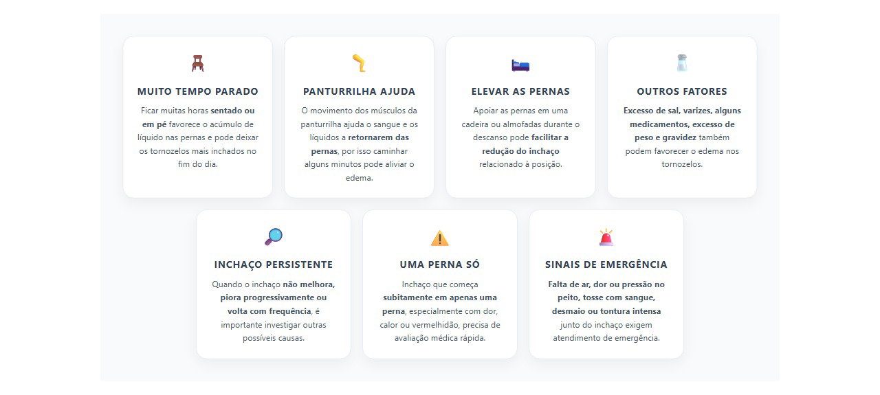 Tornozelo inchado no fim do dia: 7 causas e sinais de alerta