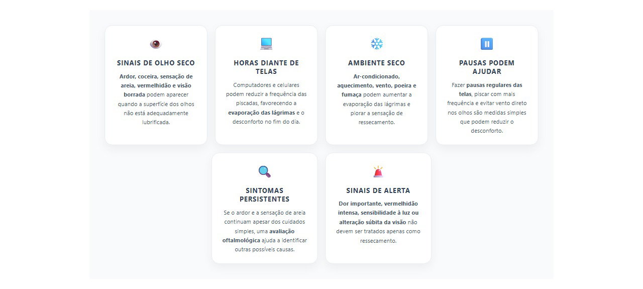 Olhos ardendo no fim do dia: sinais de ressecamento