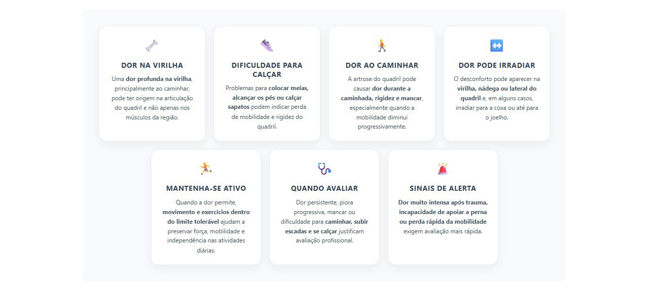 Dor na virilha e rigidez: sinais que podem vir do quadril