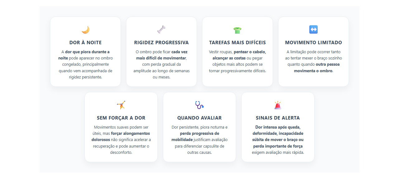 Ombro congelado: sinais de dor e rigidez progressiva
