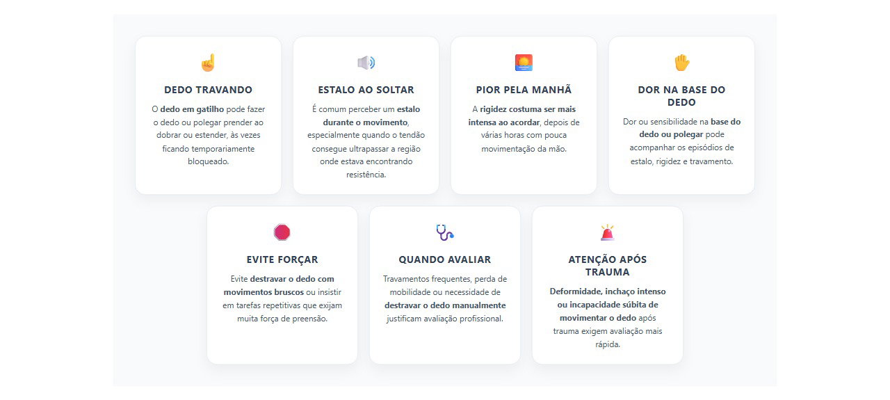 Dedo em gatilho: sinais de travamento que merecem atenção