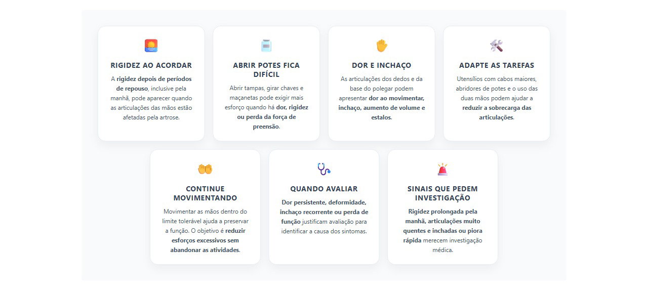 Artrose nas mãos: sinais de rigidez, dor e perda de força