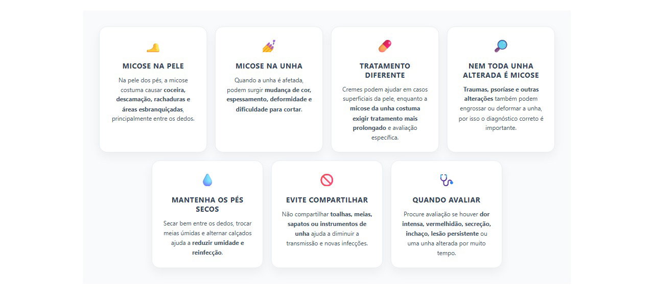 Micose no pé ou na unha: diferenças que mudam o tratamento