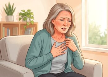 Calorões da menopausa podem vir acompanhados de palpitação, suor e tontura.
