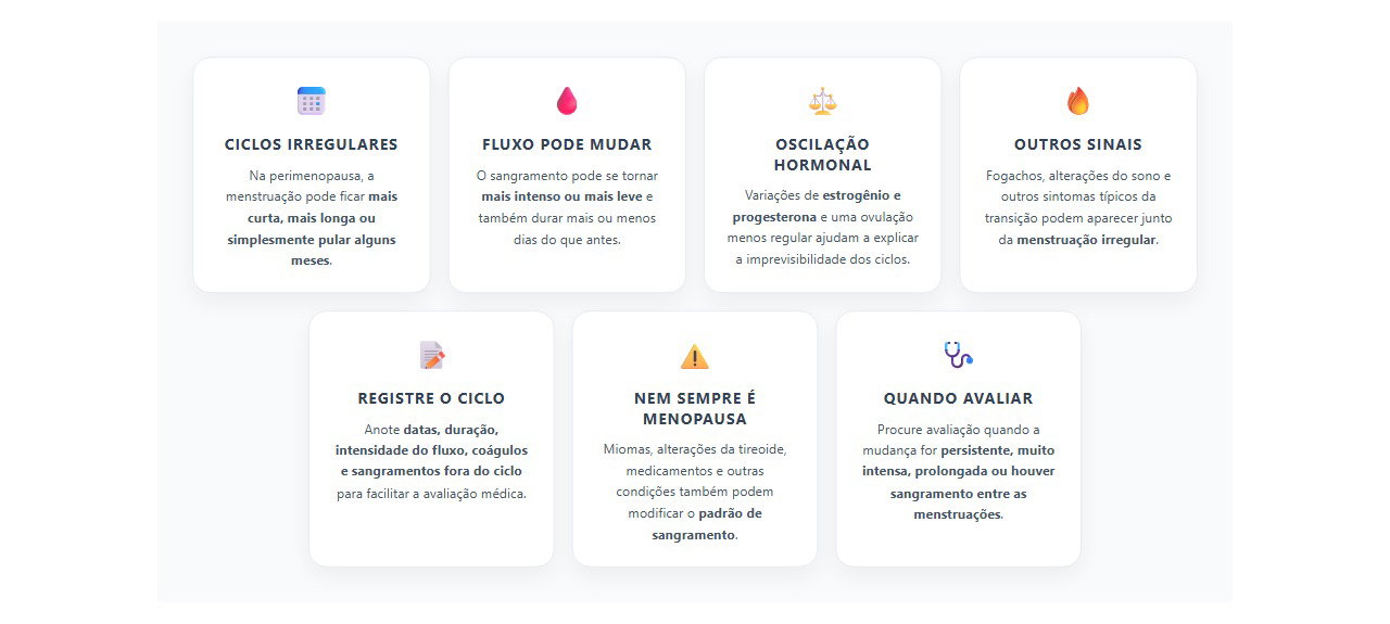 Menstruação irregular na meia-idade: sinais que podem indicar perimenopausa