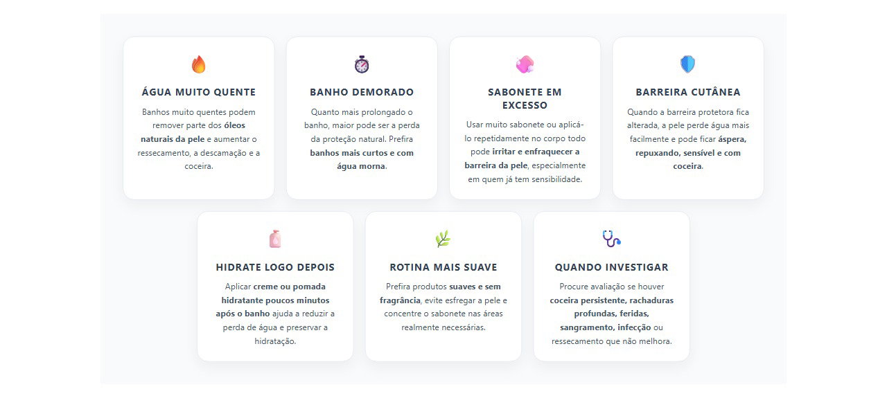 Banho quente e excesso de sabonete: hábitos que podem piorar a pele seca